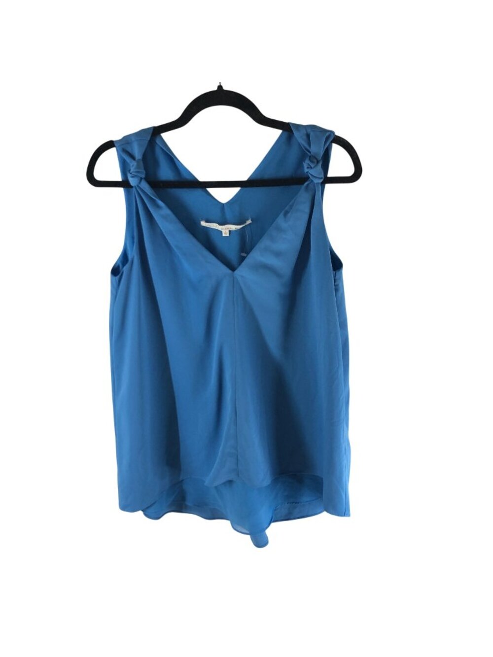 Rachel Rachel Roy Blue Sleeveless V-Neck Blouse Knot Shoulder Detail Womens S